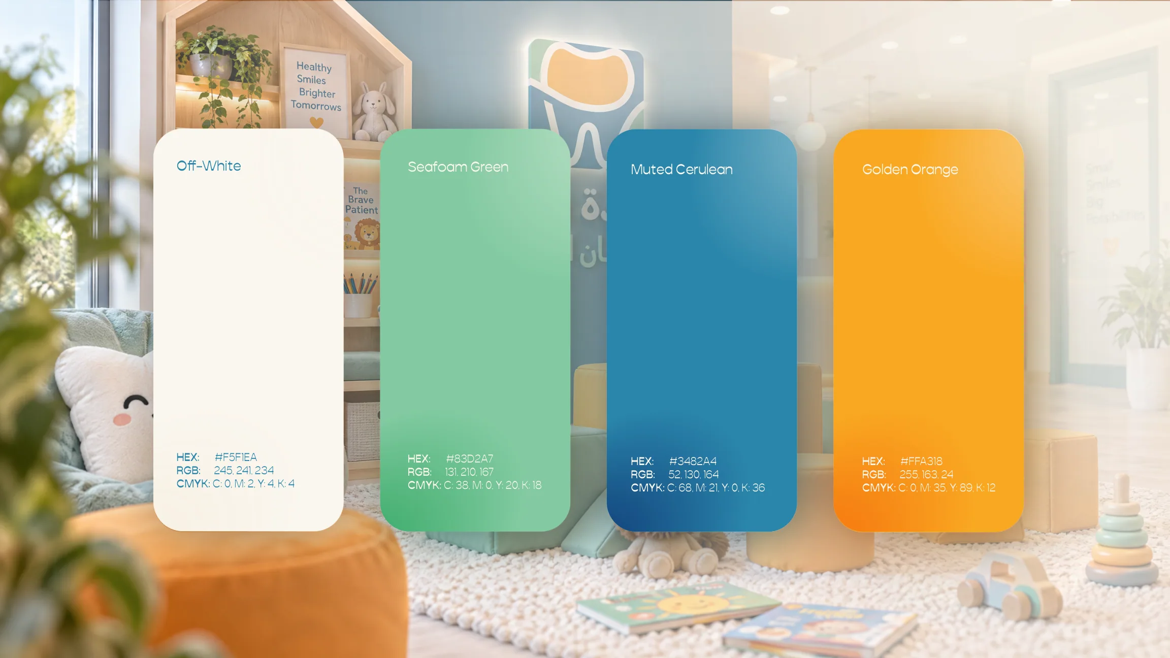 SN Kids Dental — Color palette with CMYK values